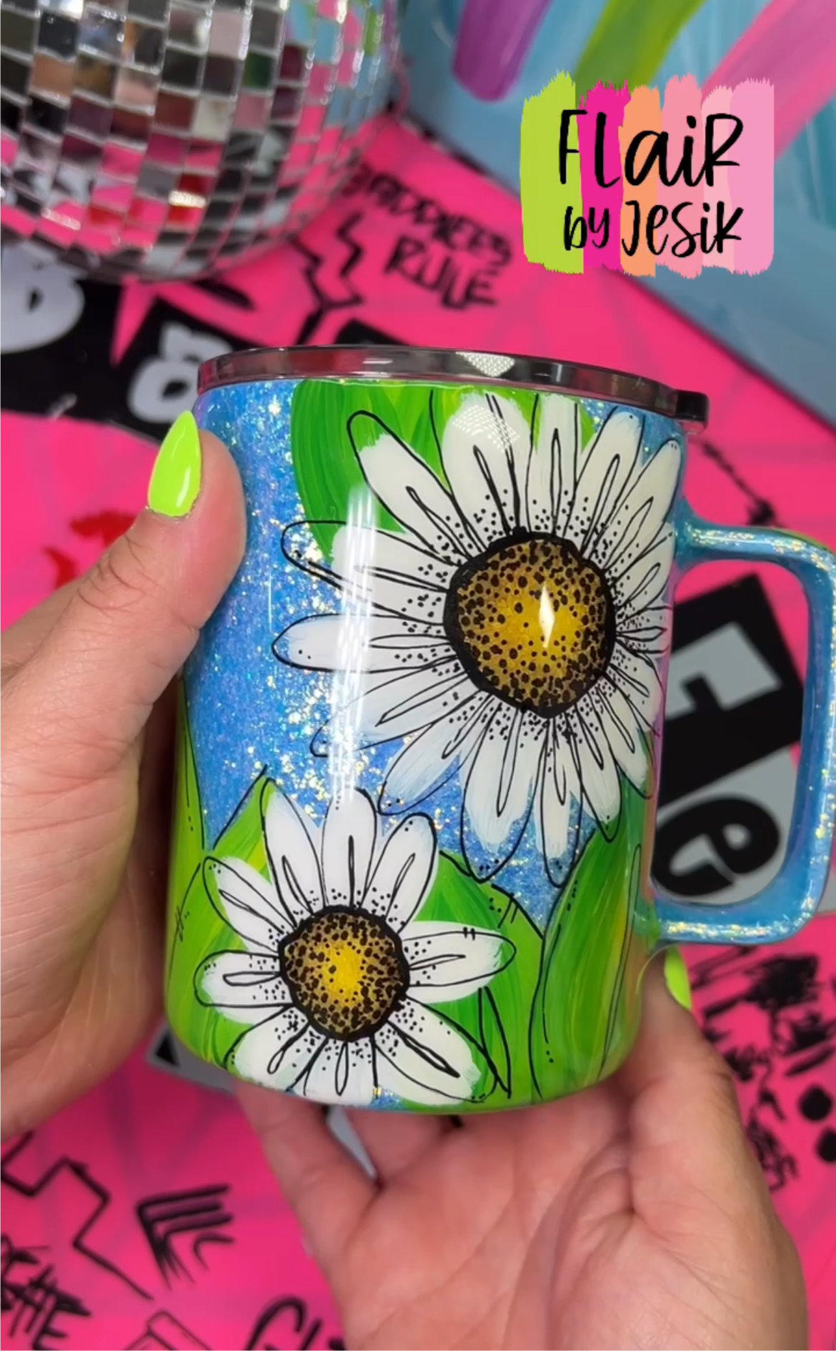 Hand Painted Daisy Mug