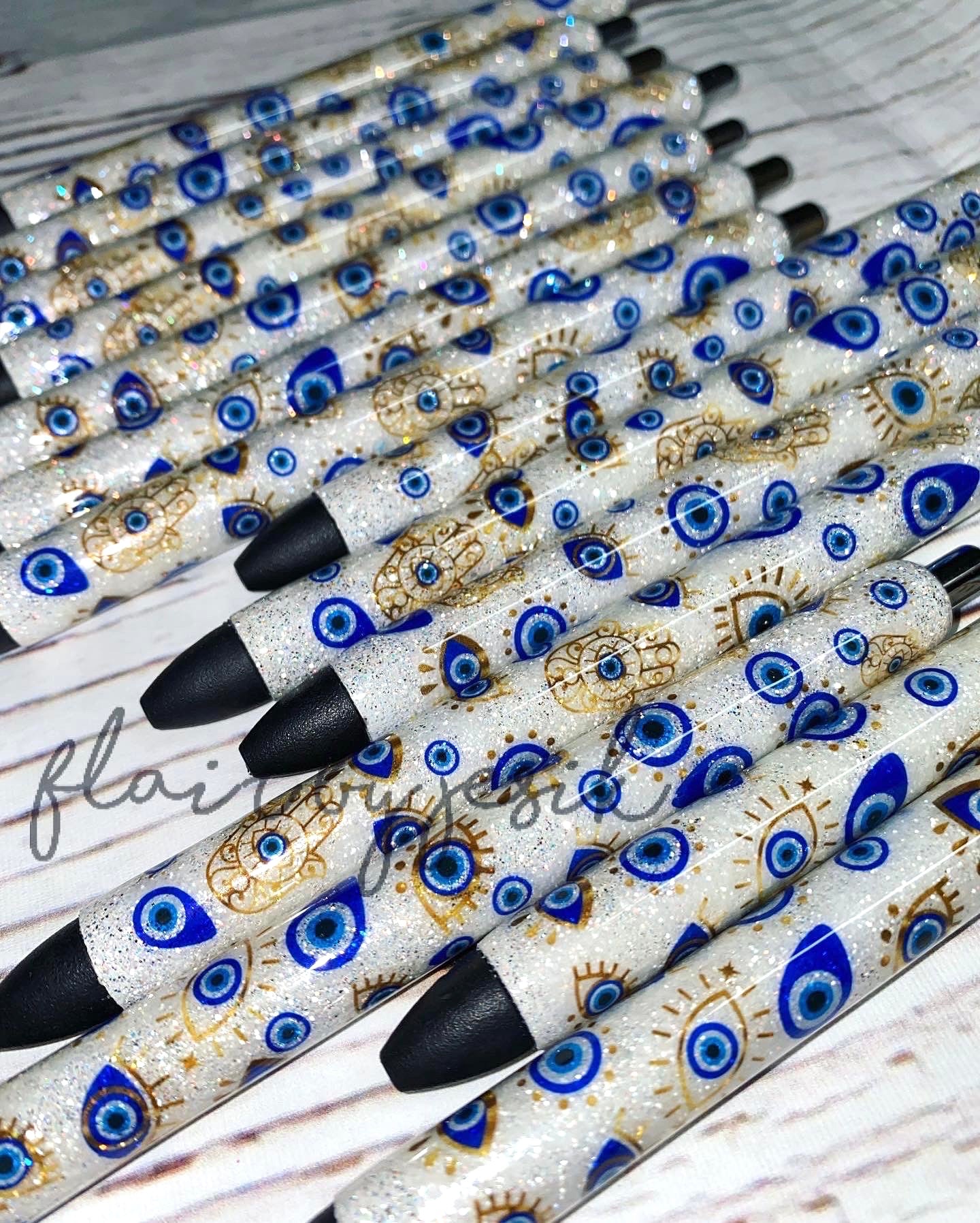 Glittered Evil Eye Pen