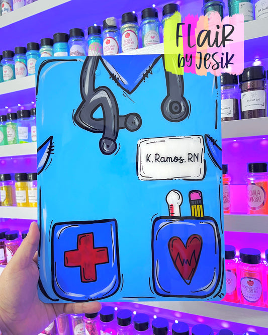 Hand Painted Scrub Top Themed Clipboard