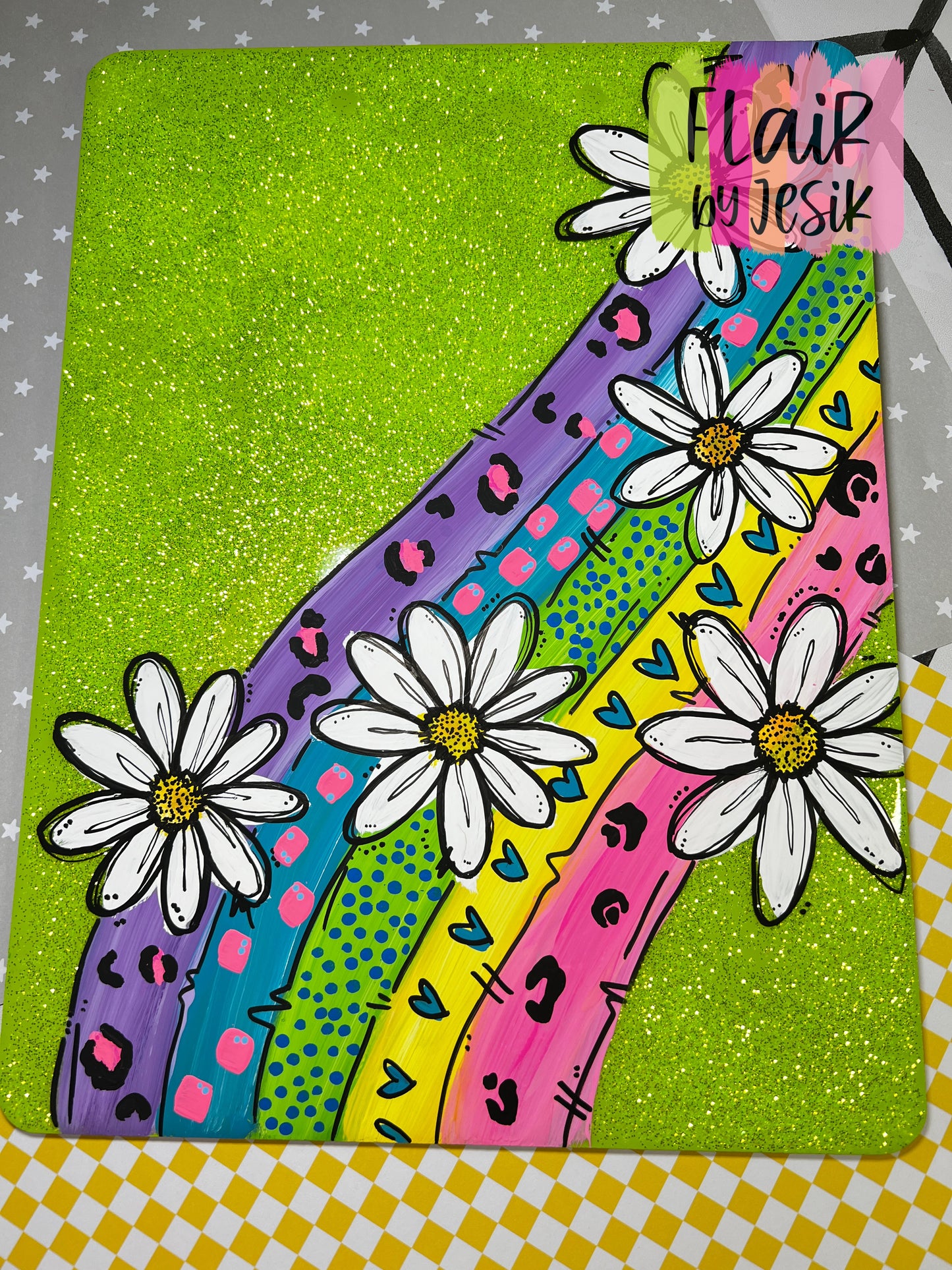 Hand Painted Rainbow Glittered Clipboard