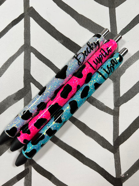 Animal Print Glittered Pen