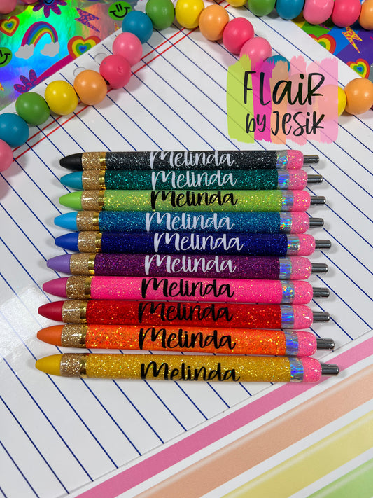 10 Pencil Pen Colorful Glitter Set w/ colored ink