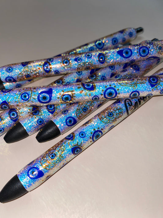 Glittered Evil Eye Pen